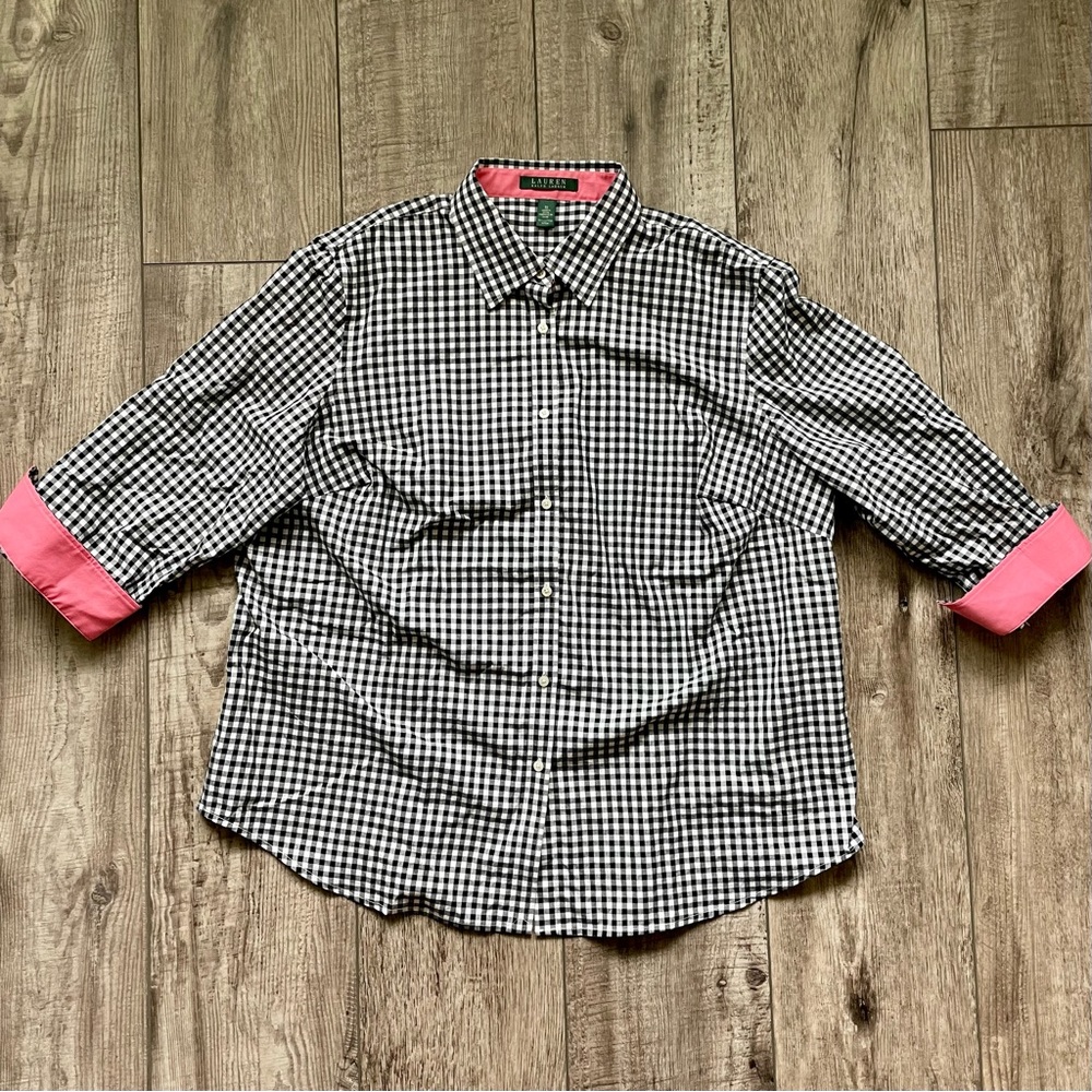 Lauren Ralph Lauren Gingham Shirt With Pink Details [H3r]